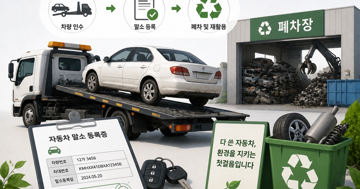차량 처분과 폐차를 상징하는 일러스트