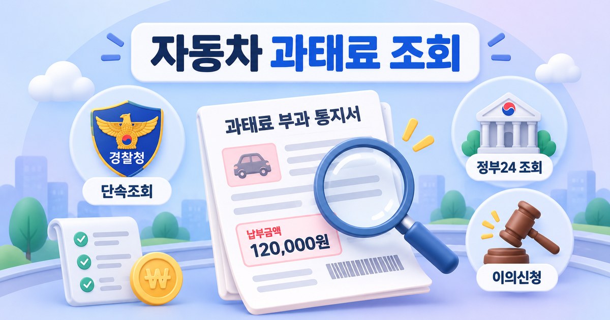 자동차 과태료와 민원 조회를 상징하는 일러스트