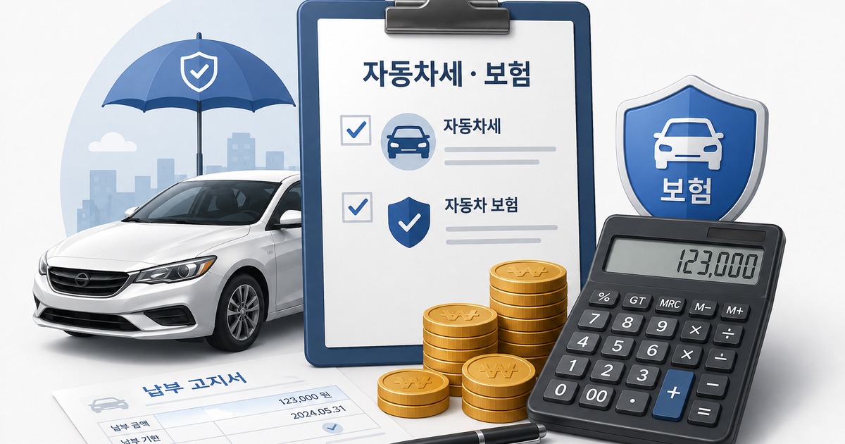자동차세 납부를 상징하는 그래픽 일러스트