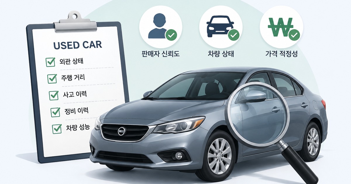 중고차 구매 과정을 상징하는 일러스트
